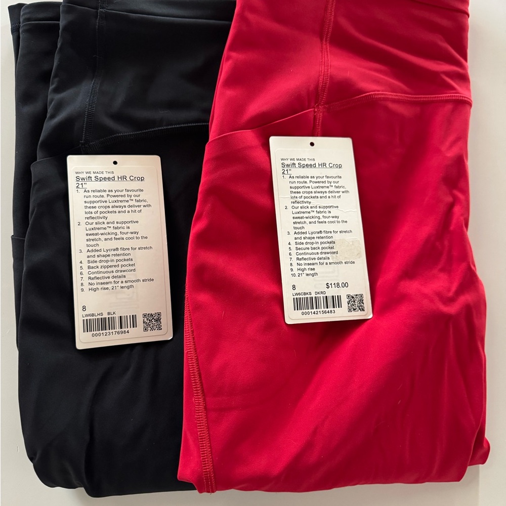 Lululemon Swift HR Crop 21" in Dark Red & Black